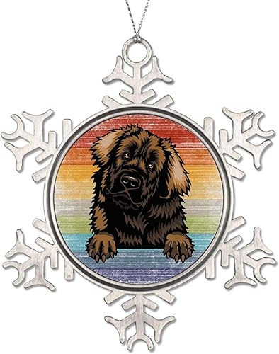 Miniatura 80 de Presa Canario Tree Decoration Ornament - Christmas Snowflake Ornament - Dog Lover Mom Gift Peeking Dog Snowflake Metal Ornaments for Xmas Tree LGBTQ