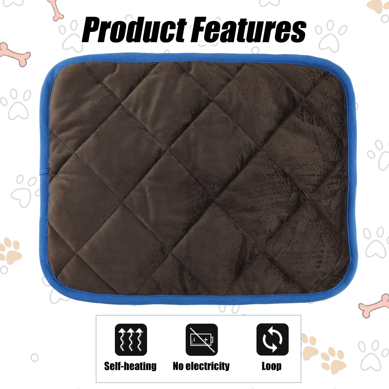 Lasuroa 2pcs Self Heating Cat Mat, 16x20 Inch, Brown, Rectangular, Layered, Thermal Insulation Material, S (20x16in/50x40cm) - Image 3