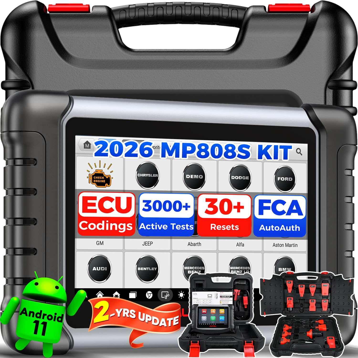 Autel MaxiPRO MP808S KIT Scanner - 2026 2-Year Update($490) Ver. of MaxiPRO MP900-BT MP900 KIT, PR0 ECU C0ciing, 3K+ Active Tests as MS906 PRO, 31+ Resets, Up of MP808BT PRO MK808S MK900 MX900