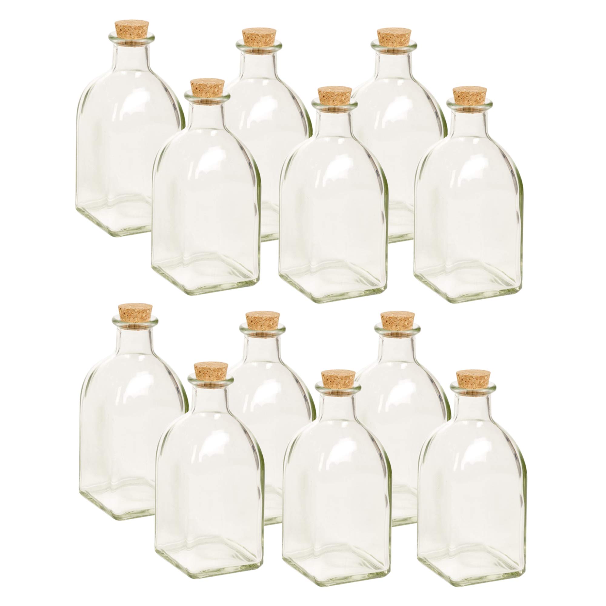 URBN-CHEF 3 Piece Glass Oil and Vinegar Set Cruet Condiment Dispenser Bottle Struggle Cork Lid (12, 120ml)