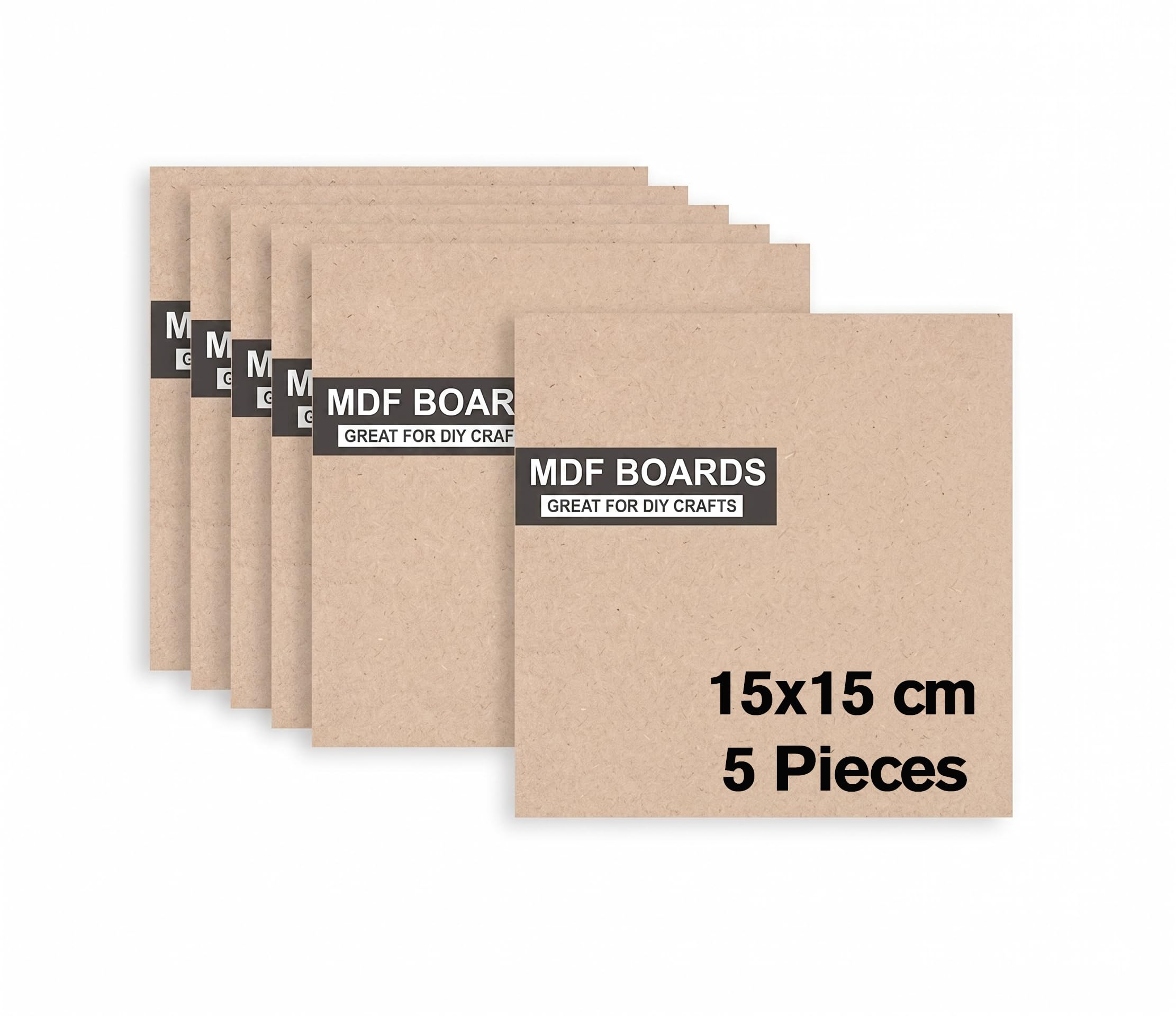 MDF Square Sheets 15 x 15 cm | 2.5 mm Thickness | Set of 5 | Pre-Sanded Smooth Surface Wooden Craft Boards for Mandala Art, Lippan Art, Resin Coasters & DIY Projects-image-16