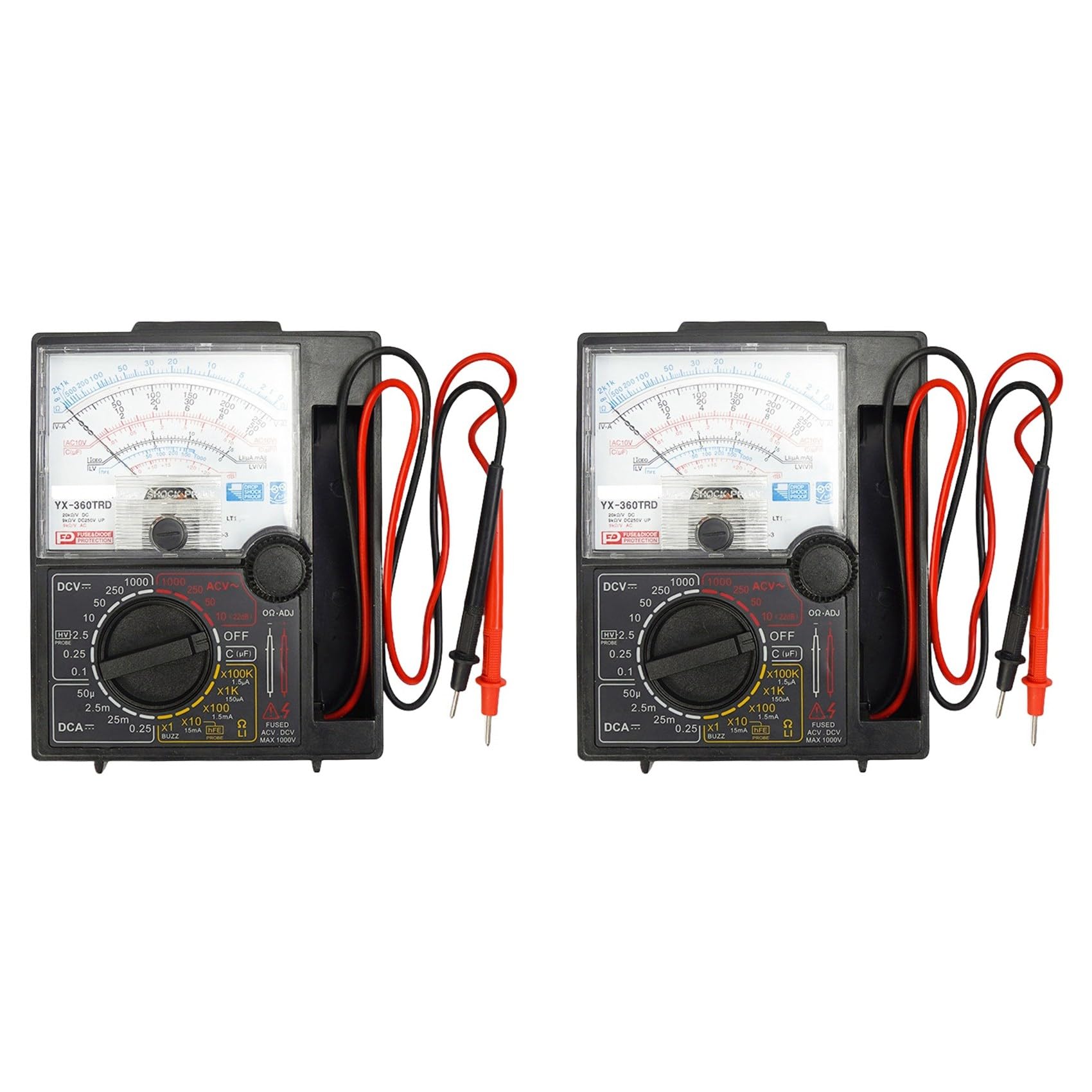 Jnchdghwa As Shown 2X Analog Multimeter Tester Test Pen Voltage Current Tester Dc 1000V Handheld Pointer Analog Meter Multimeter