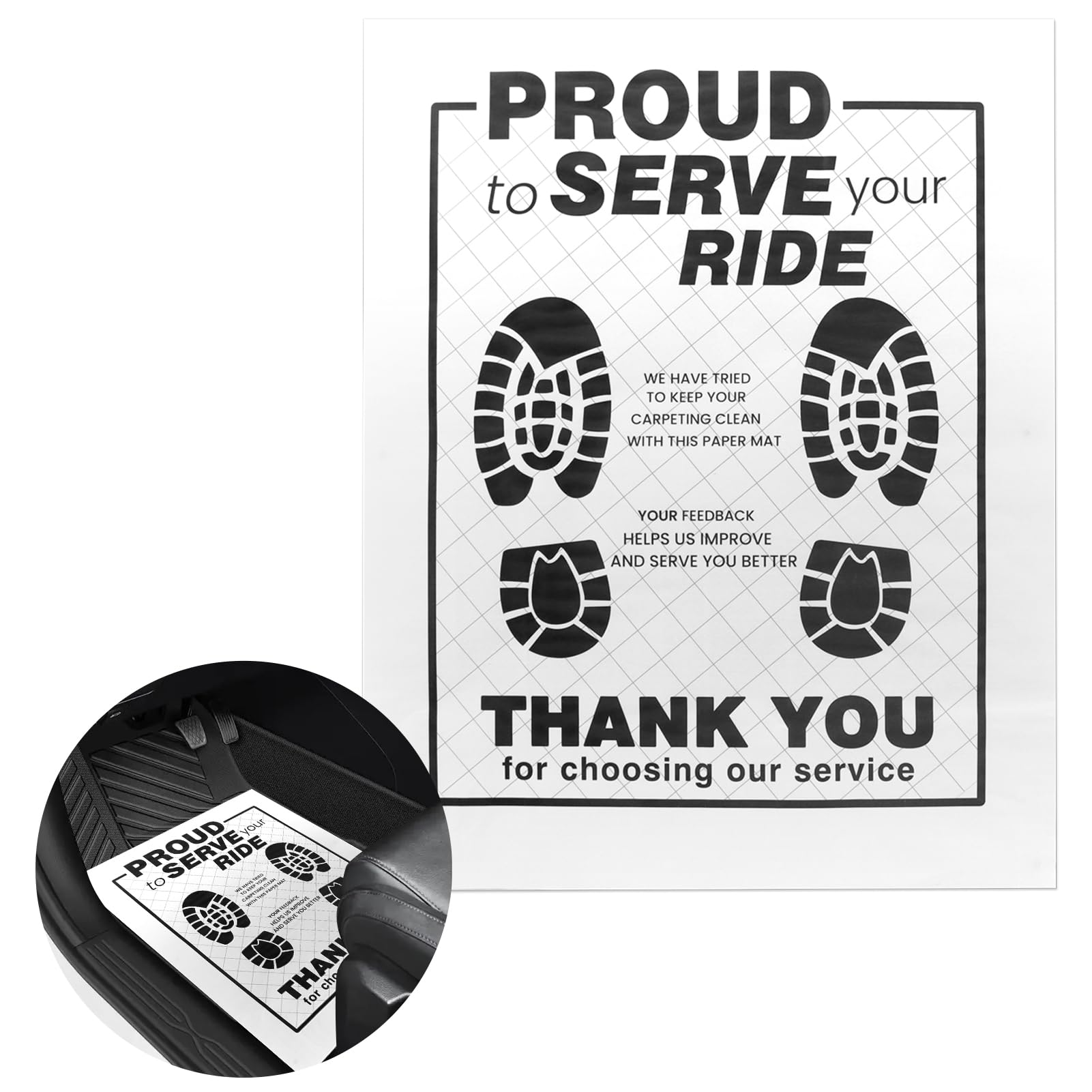 50Pcs White Car Paper Floor Mats Disposable Car Carpet Protector Paper Floor Mats for Automotive Vehicle Shops Buses