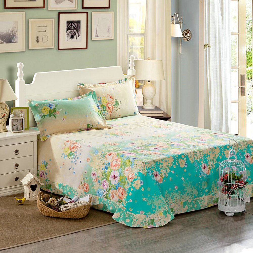 Drap en coton double draps lit 270x245cm grand format rembourré
