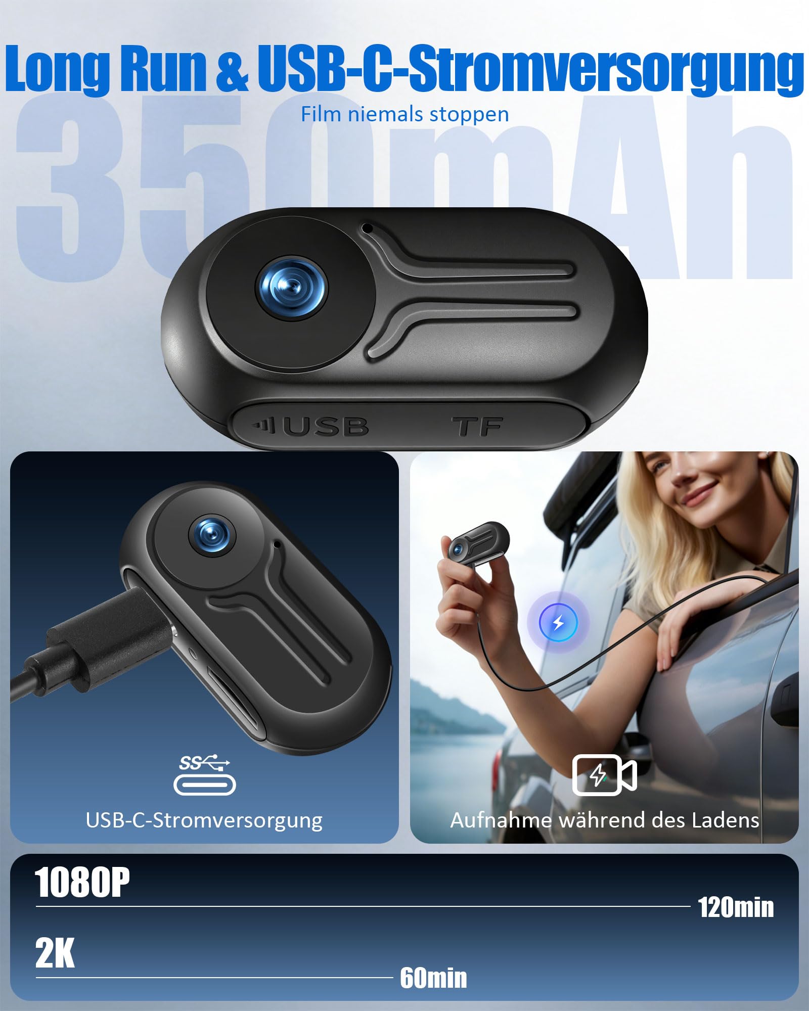 Action Cam 2K mit 64 GB Karte, Vlog Kamera mit WiFi, Mini Bodycam Körperkamera mit 120° Weitwinkel, Helmkamera Dashcam Fahrrad mit Multifunctional Accessories, POV Kamera für Motorrad