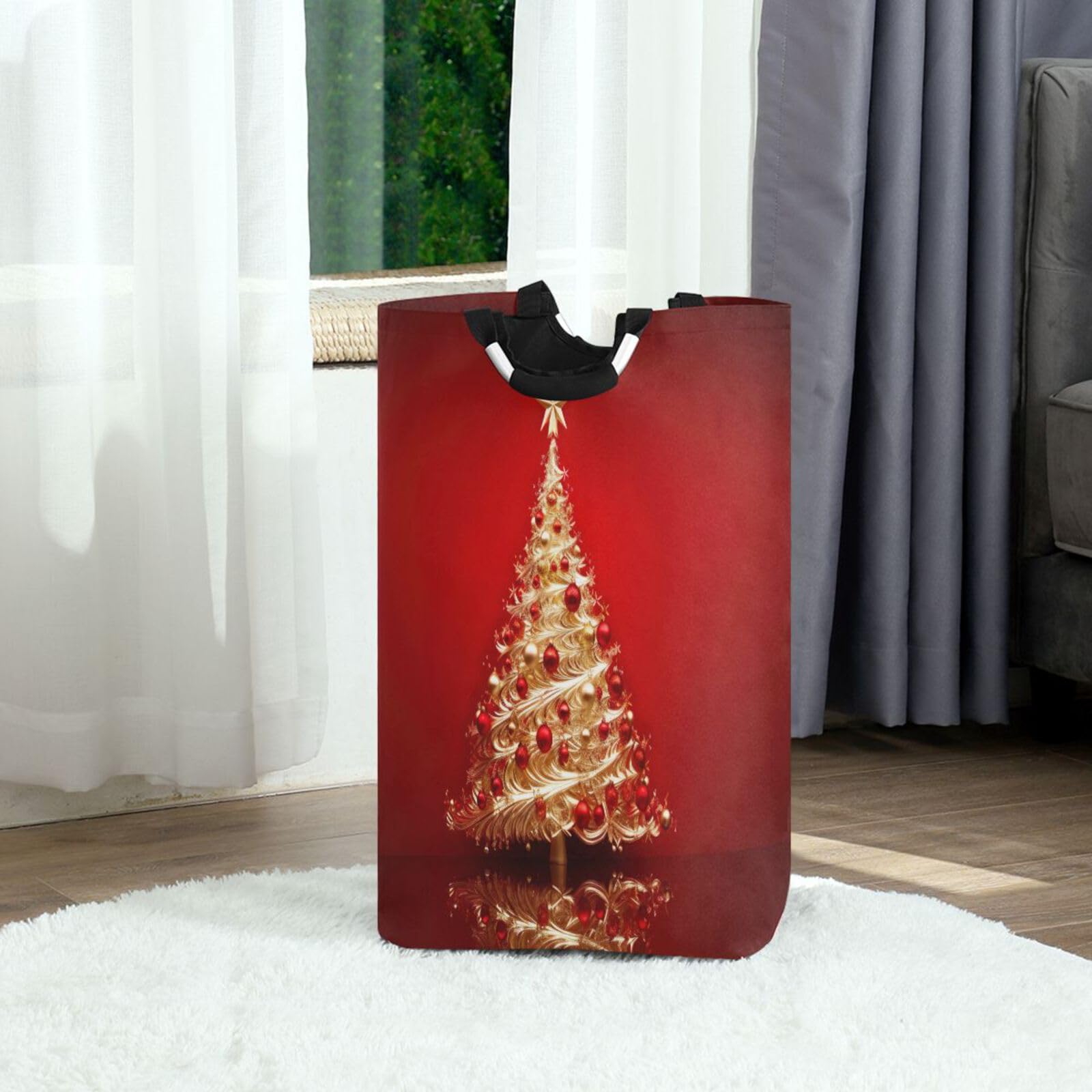 Jihqo Laundry Hamper Basket Christmas Tree Collapsible Nursery Storage Bin Waterproof Clothing Baskets for Home Bedroom Bathroom Washing Room