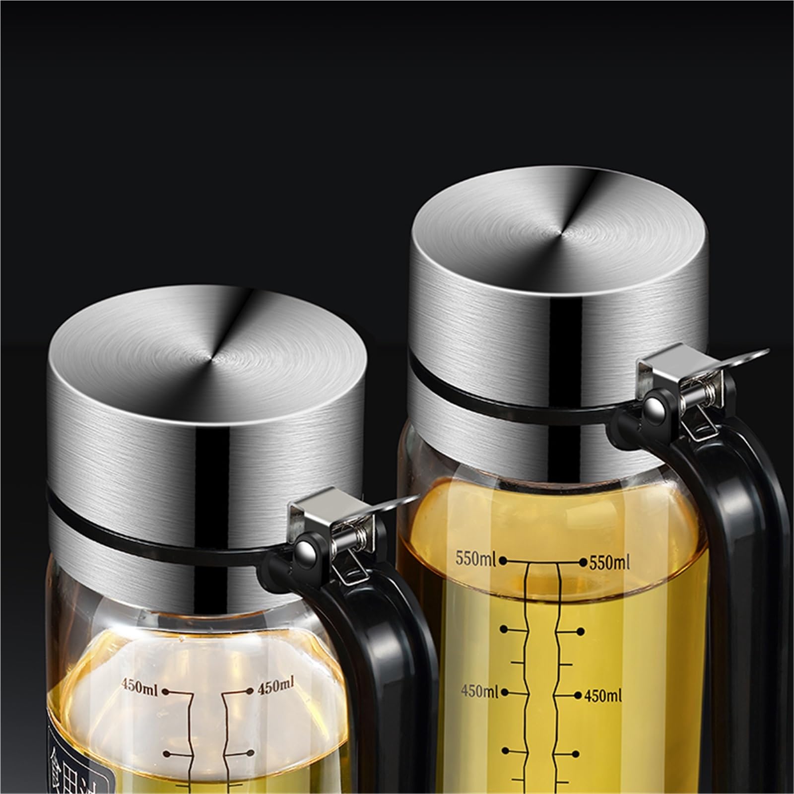 aceitera Recipiente de vidrio for aceite, tanque a prueba fugas, cocina, botellas salsa soja, vinagreras, herramienta for condimentar el hogar(450ML)
