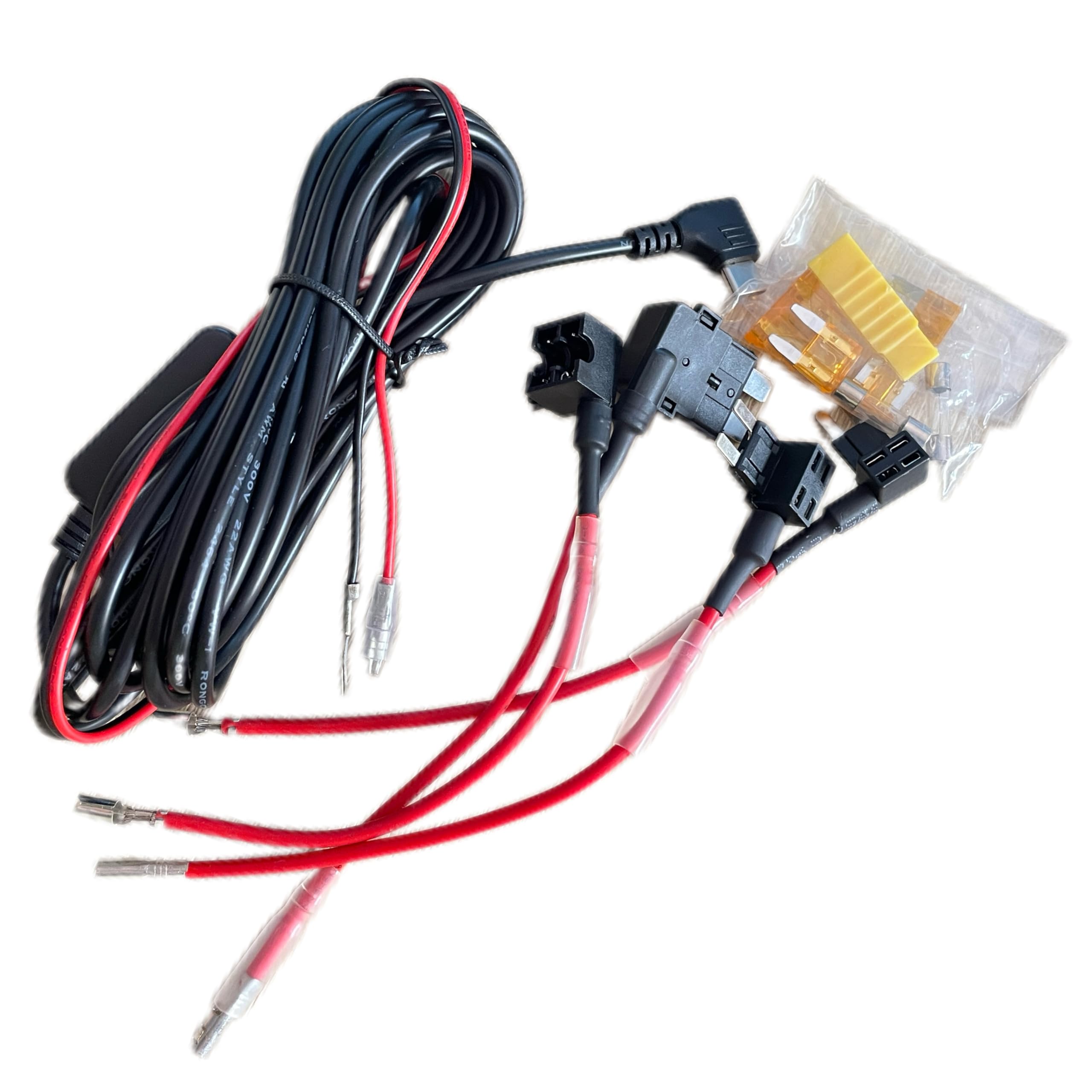 Hodeoo USB C Dash Cam Hardwire Kit with 12V-24V to 5V Car Dash Camera Charger Power Cord 4 Fuse Tap Cable,24 Hours Surveillance Low Voltage Protection