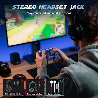 Glitfix Wireless Controller for PS-4, Controller Wireless for PS-4/Pro/Slim/PC, Bluetooth Gamepad Joystick with Dual Vibration Touch Panel 3.5mm Audio Jack Six-Axis(starsky blue)