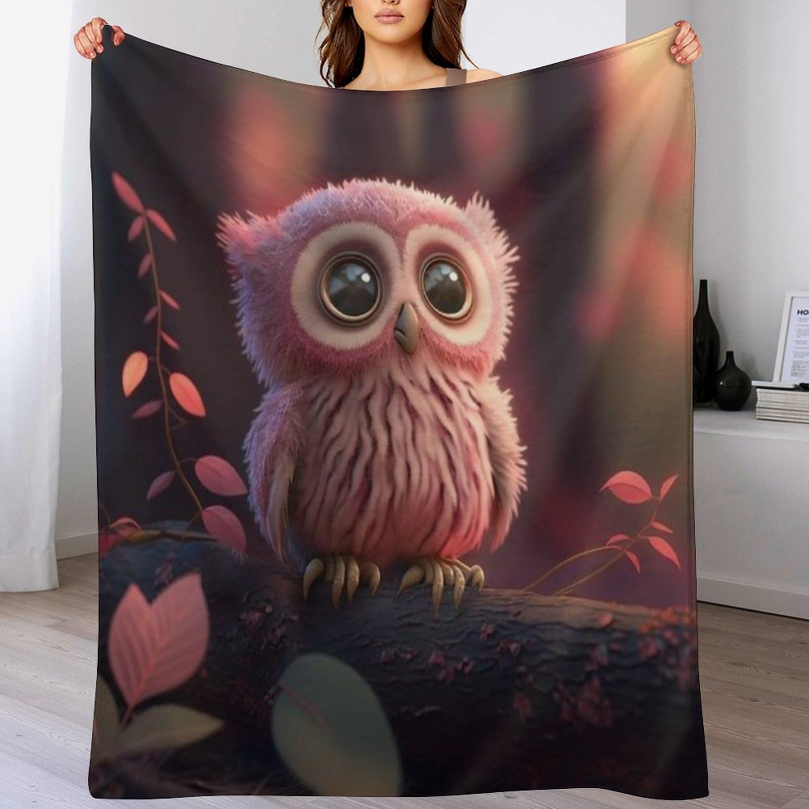 Couverture de lit hibou en flannel pour vos soirées cocooning et lecture au salon