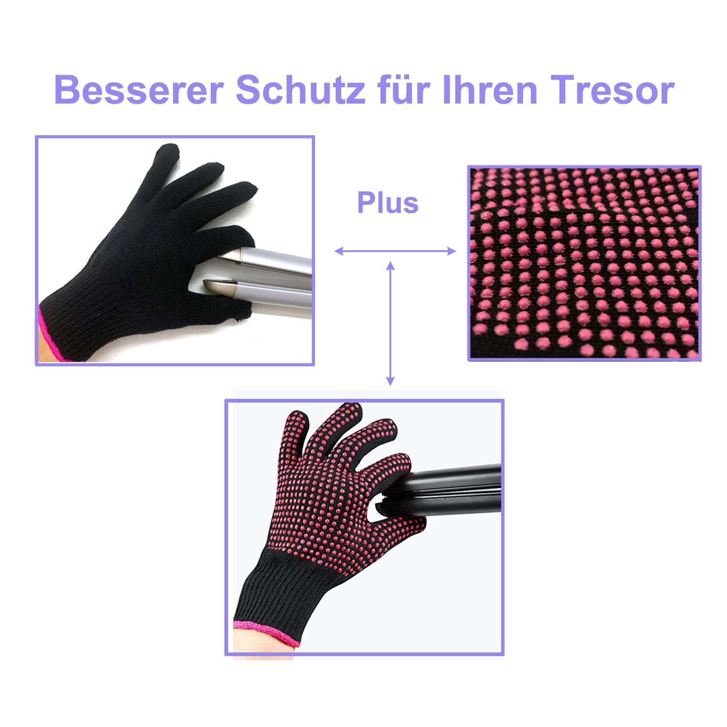 Lessmon Gants professionnels résistants à la chaleur pour coiffer les cheveux pour boucler, lisser et fer à friser