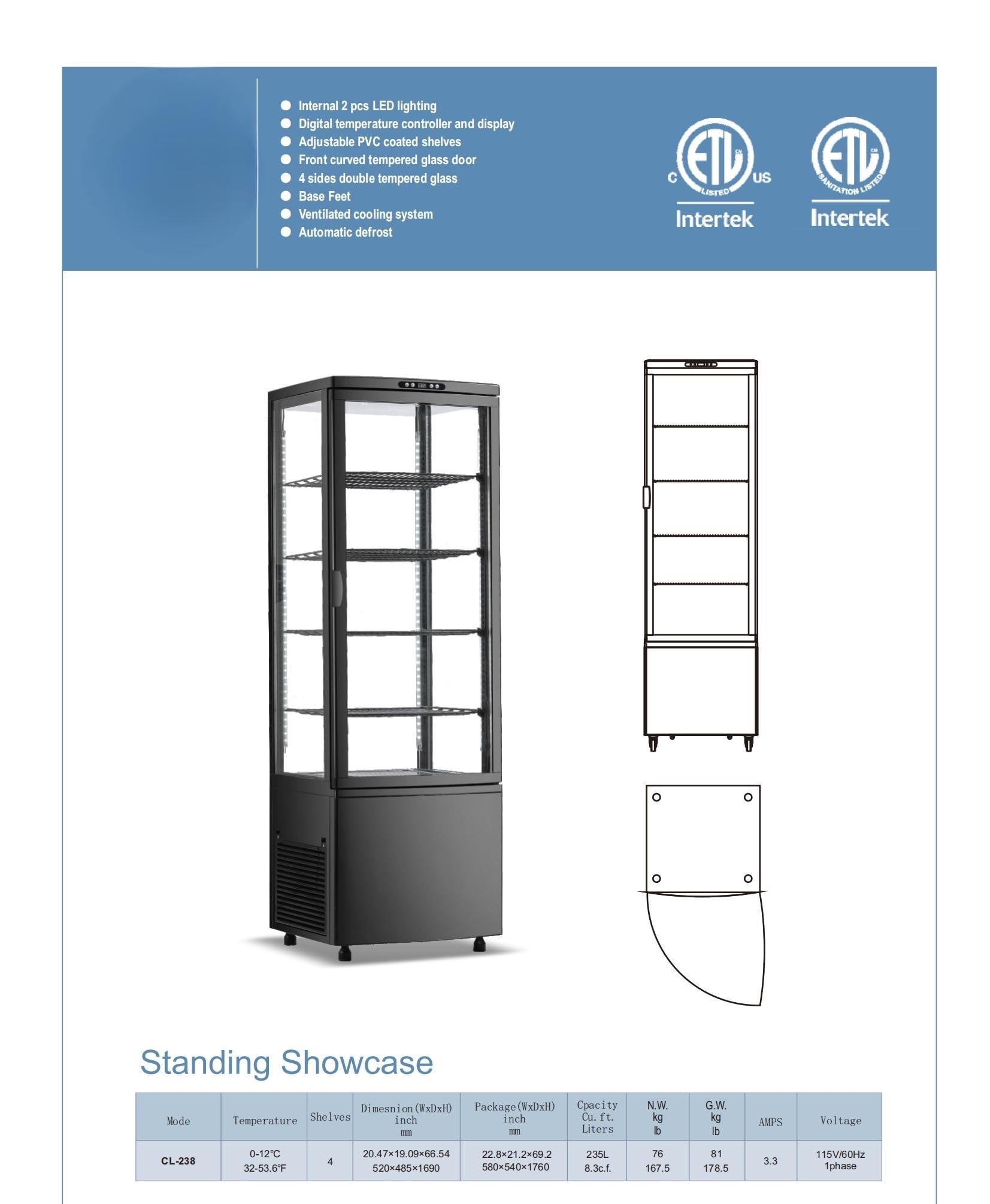 Elite Kitchen Supply Commercial Display Merchandiser Bakery Case Refrigerator, ETL NSF Pastry Deli Showcase Fridge Cooler, 68