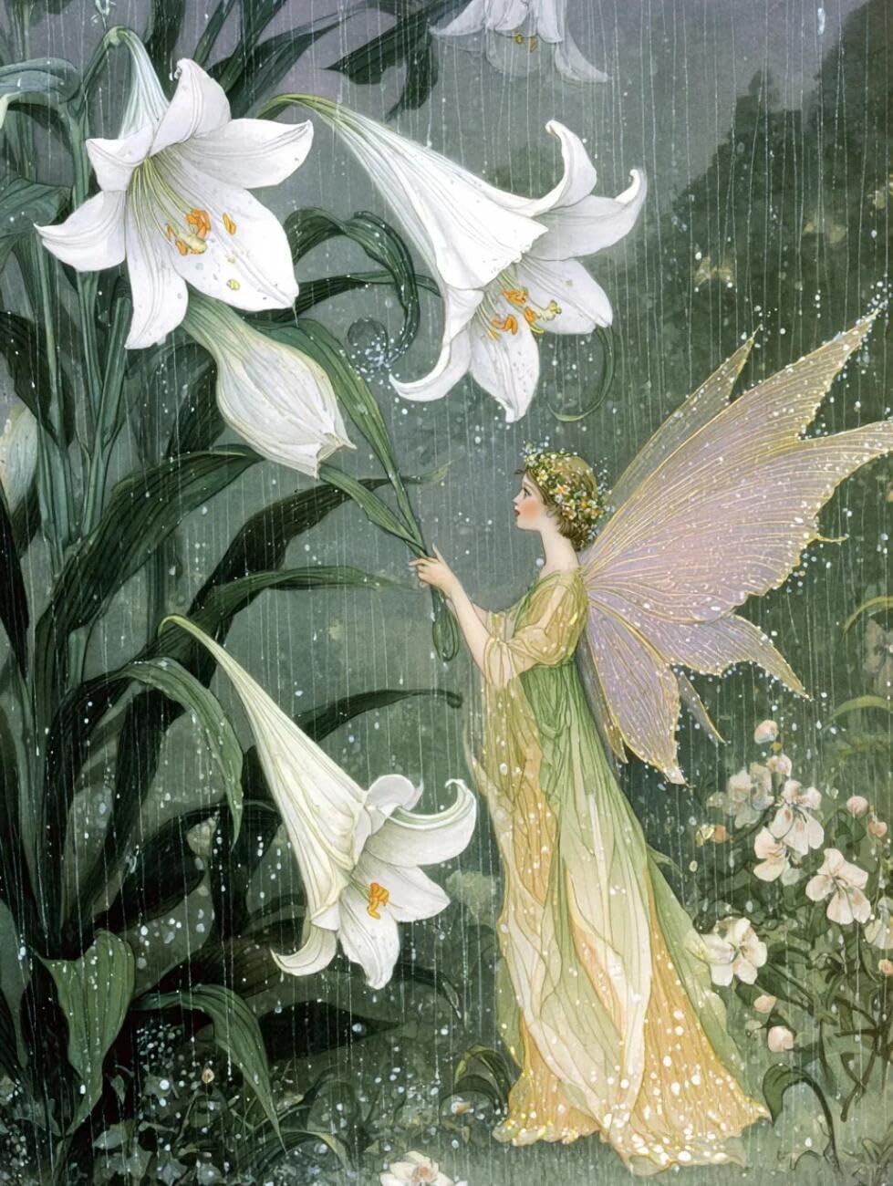 Henypt Cross Stitch Kit Fairies and Flowers DIY Arts Aand Craft Kit for Beginners The Elderly with Accessories Handmade DIY/Gifts 14CT 30x40cm