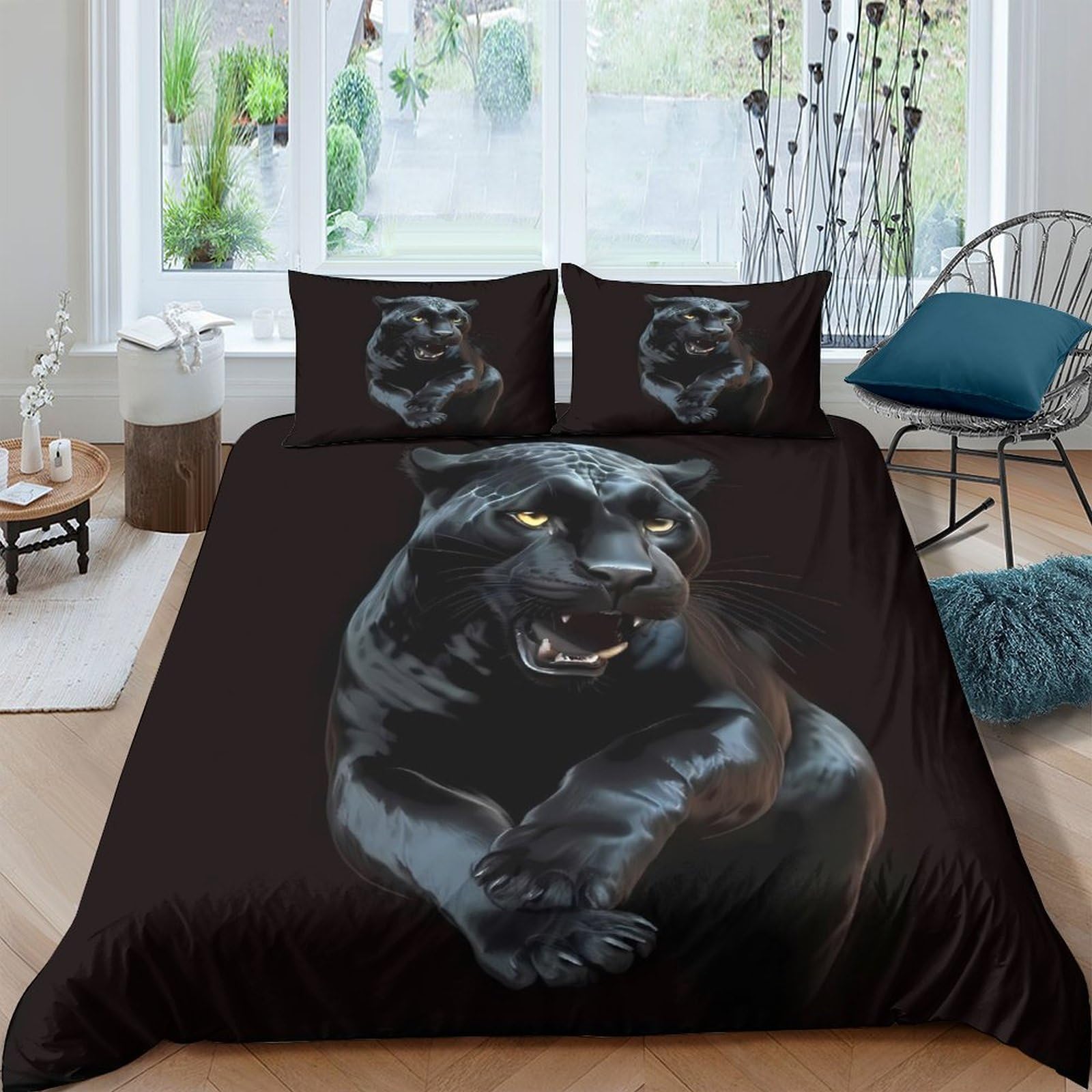 Ctjqhvkz Style-10 3D Printed Black Panther Fitted Sheet Microfiber Soft Breathable Wild Animal Mattress Cover For Bedroom Dorm Decor Single（135X200cm）