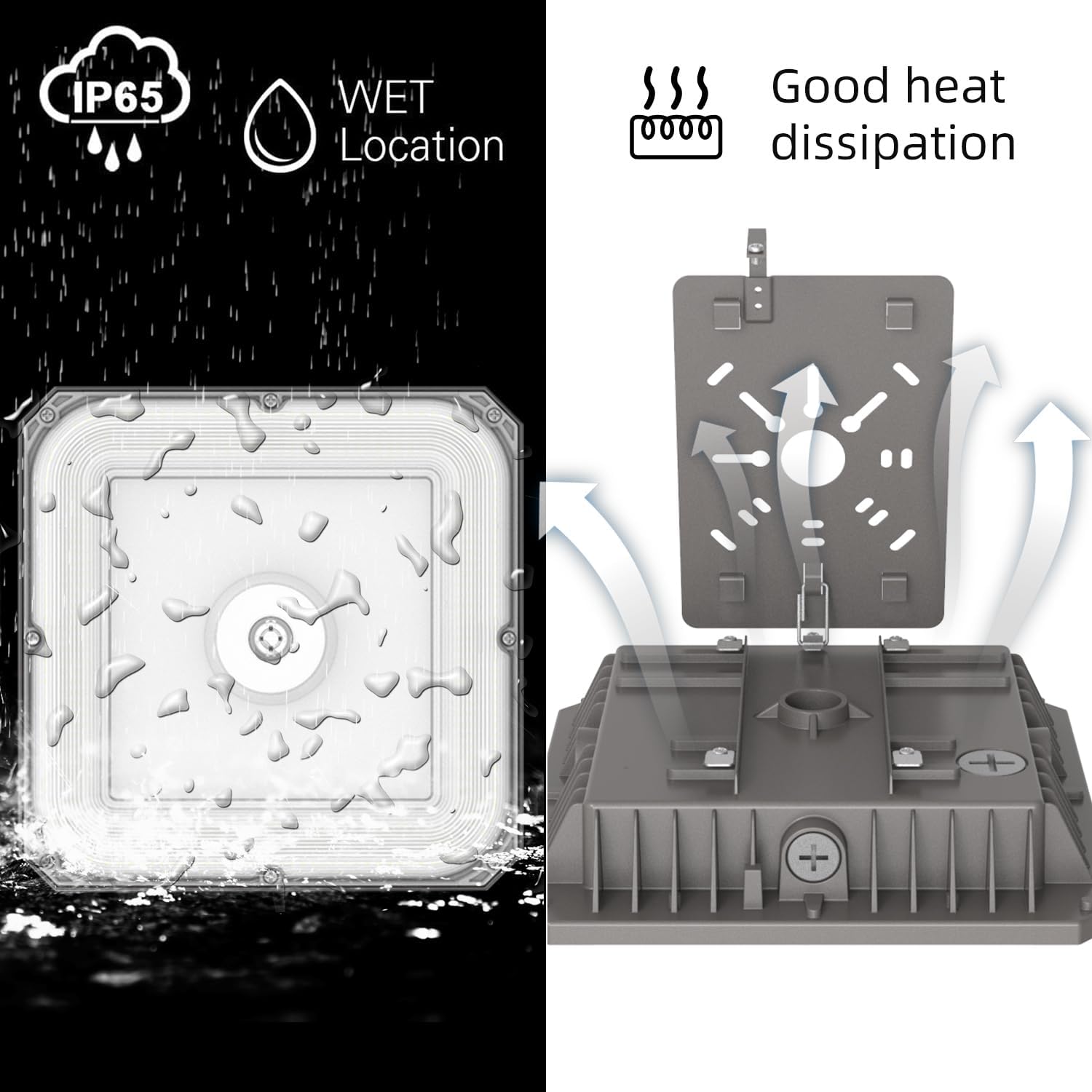 LED Canopy Lights Outdoor, with Selectable Wattage (100/80/60W) and CCT,IP65 Waterproof, for Carport, Gas Station, Tunnel, Warehouse, Inner Parkinglot,Shop Lights 10 * 10 (100W-1P)