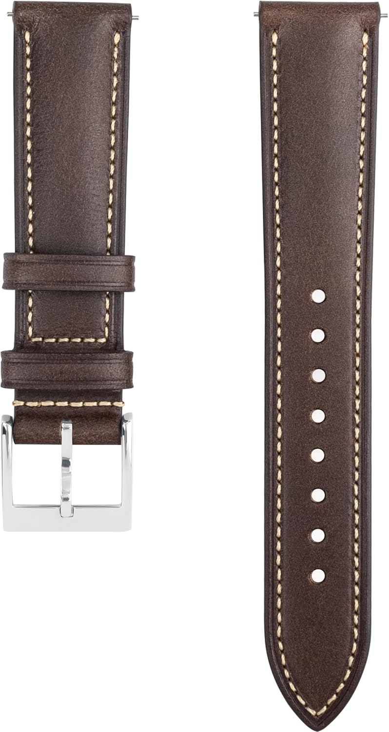 Tuscany Italian Leather Watch Band, Full Grain Vegetable Tanned Genuine Leather Strap, Quick Release Replacement Watch Band for Men and Women, Thick Soft Vintage18/19/20/21/22/24mm