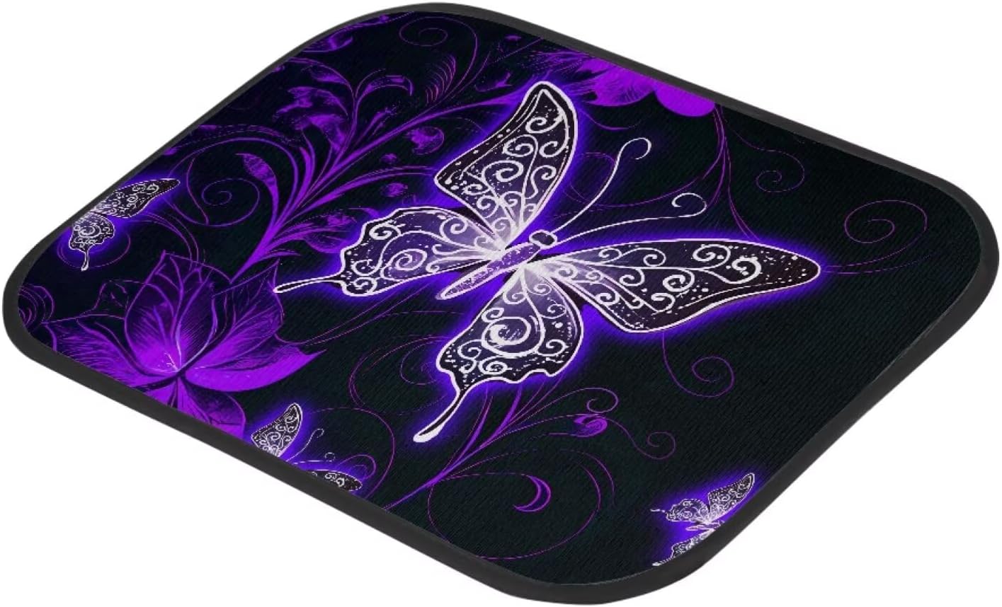 Women Floor Mats for Cars Purple Butterfly Print All Weather 4 Pieces Set Carpet Protector Floor Liners Universal Fit Most Cars Sedan SUV Truck