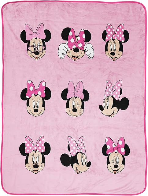 Jay Franco Disney Minnie Mouse Many Faces 130 x 150cm Fluffy Throw Blanket