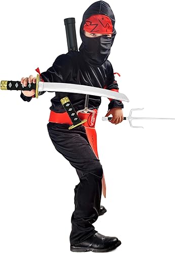 Miniatura 4 de Skeleteen Ninja Sword Toy Set - Fighting Warrior Costume Set with Katana Swords, Sai Daggers, and Shuriken Stars - 6 Pieces