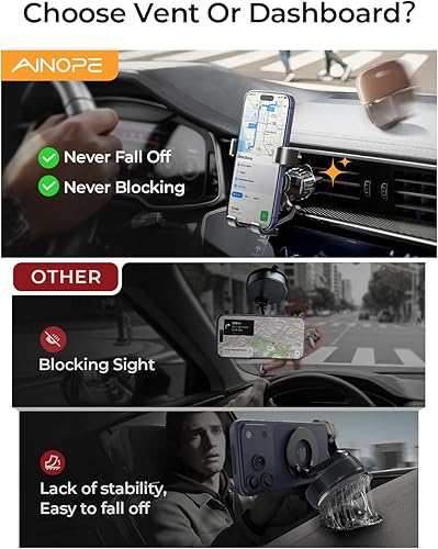 Miniatura 6 de AINOPE Soporte de Montaje de Teléfono para Rejilla de Ventilación del Automóvil para iPhone 17 Pro Max Montaje para Automóvil [Diseño Deslizante]