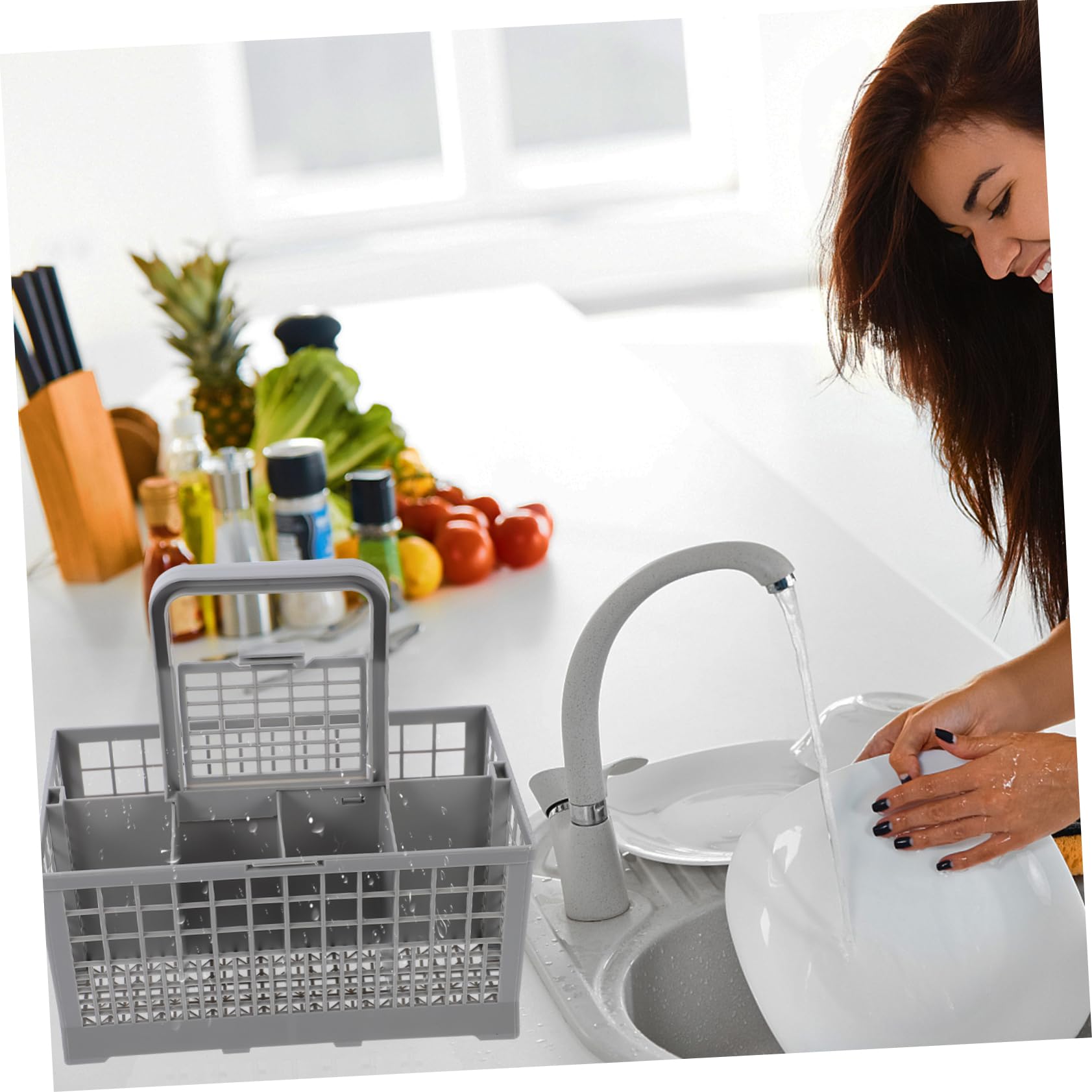 LABRIMP Cesta para Vajilla 2 Piezas de Plástico Blanco para Cocina