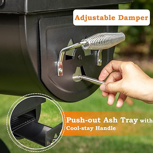 Miniatura 3 de Sophia & William Parrillas ahumadoras de carbón de alta resistencia para exteriores, ahumador compensado extra grande (941 pulgadas cuadradas)