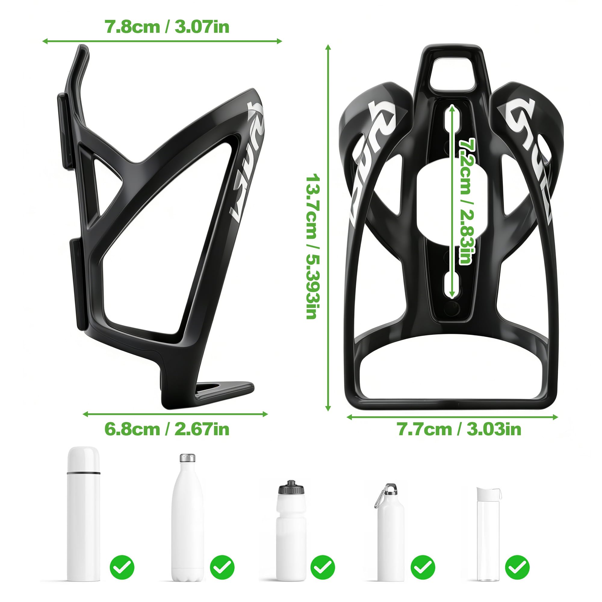 Lot de 2 Porte Bouteille de Vélo, Porte Gourde Velo en Plastique PC Haute Résistance pour VTT et Vélo de Route