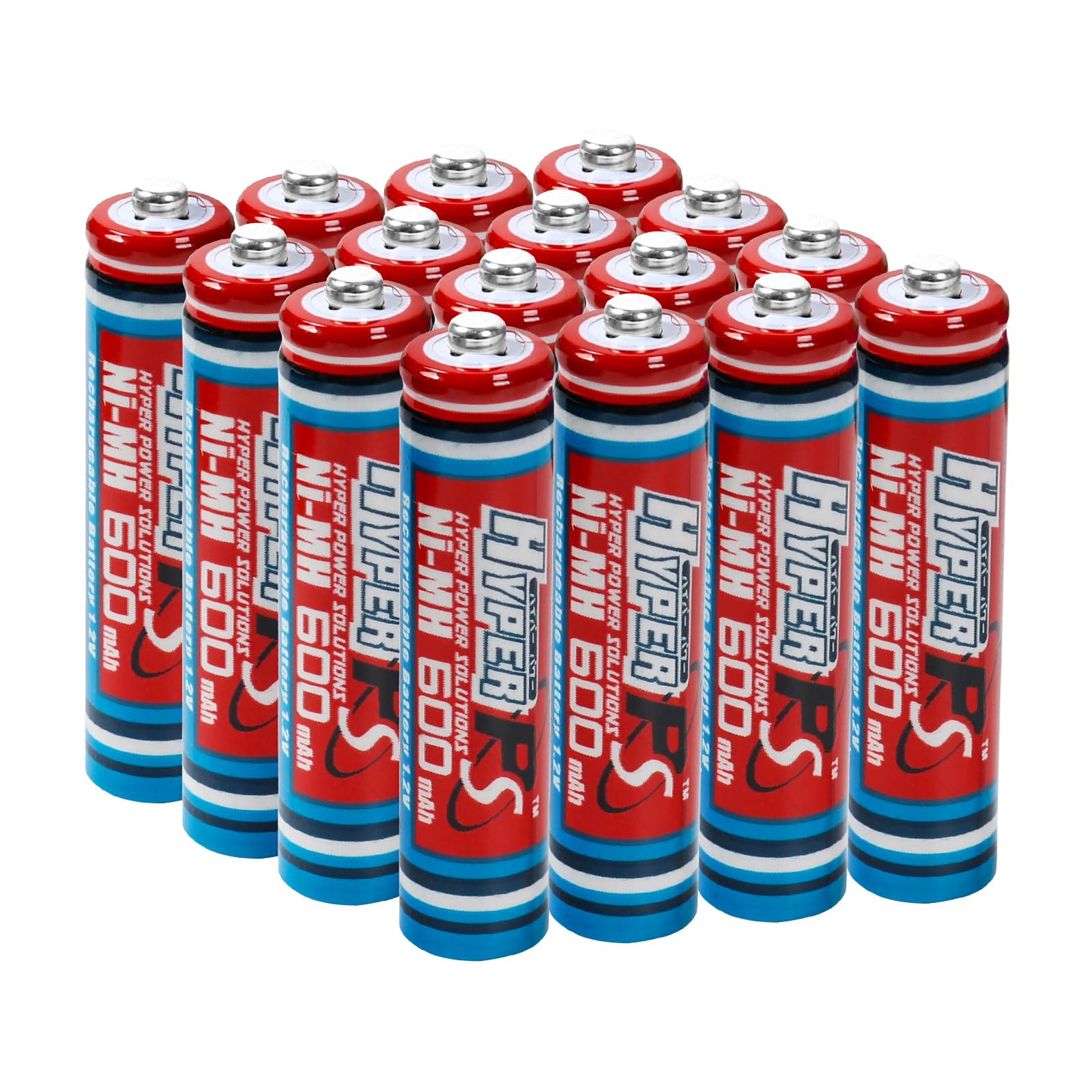 HYPERPS (16-Pack) 1.2V AAA 600mAh Ni-MH Rechargeable Battery for High-Drain Devices, Quick Charge