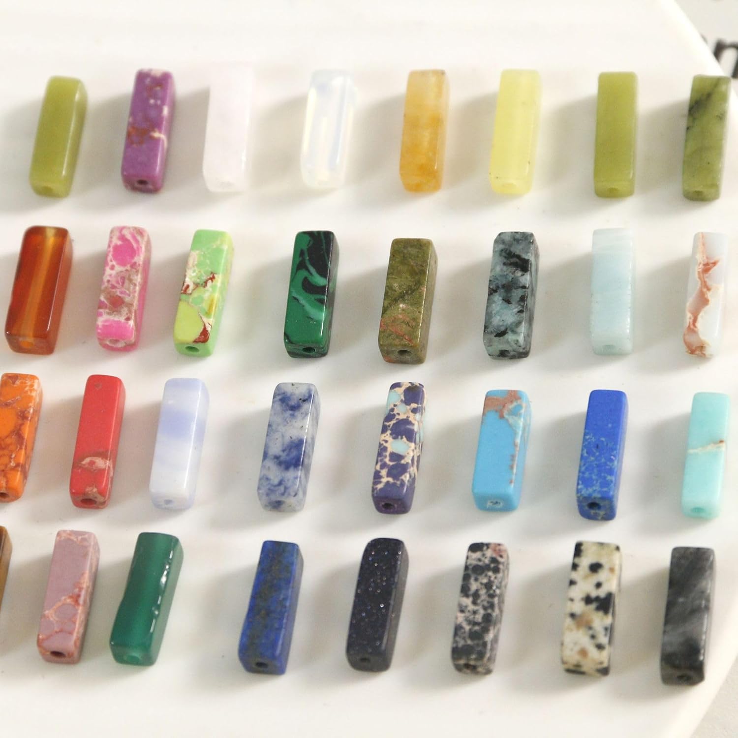 50 Pcs Natural Stone Beads Rectangle Tube Healing Crystal Reiki Quartz Loose Beads Spacer for for Jewelry Making Bracelet Necklace DIY Accessories - Image 8