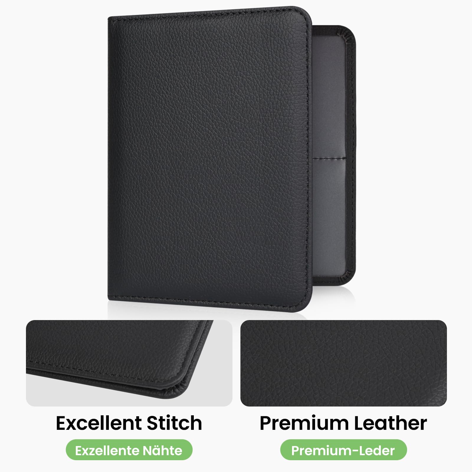 RSAquar Porta Documentos para Coche – Funda Compacta de PU para Registro del Vehículo, Seguro y Permiso de Conducir – Organizador para Guantera (Negro)