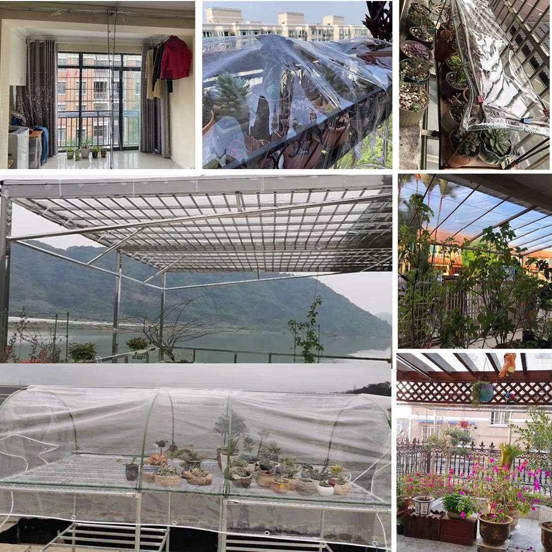 wasserdichte Transparente PVC Plane mit Ösen,Wetterfeste Plane Strapazierfähige Vordächer Faltbar,0,35mm Regenschutz Abdeckplane für Gartenmöbel Pflanzen Gewächshaus Pet Hutch Dach(1x4m)