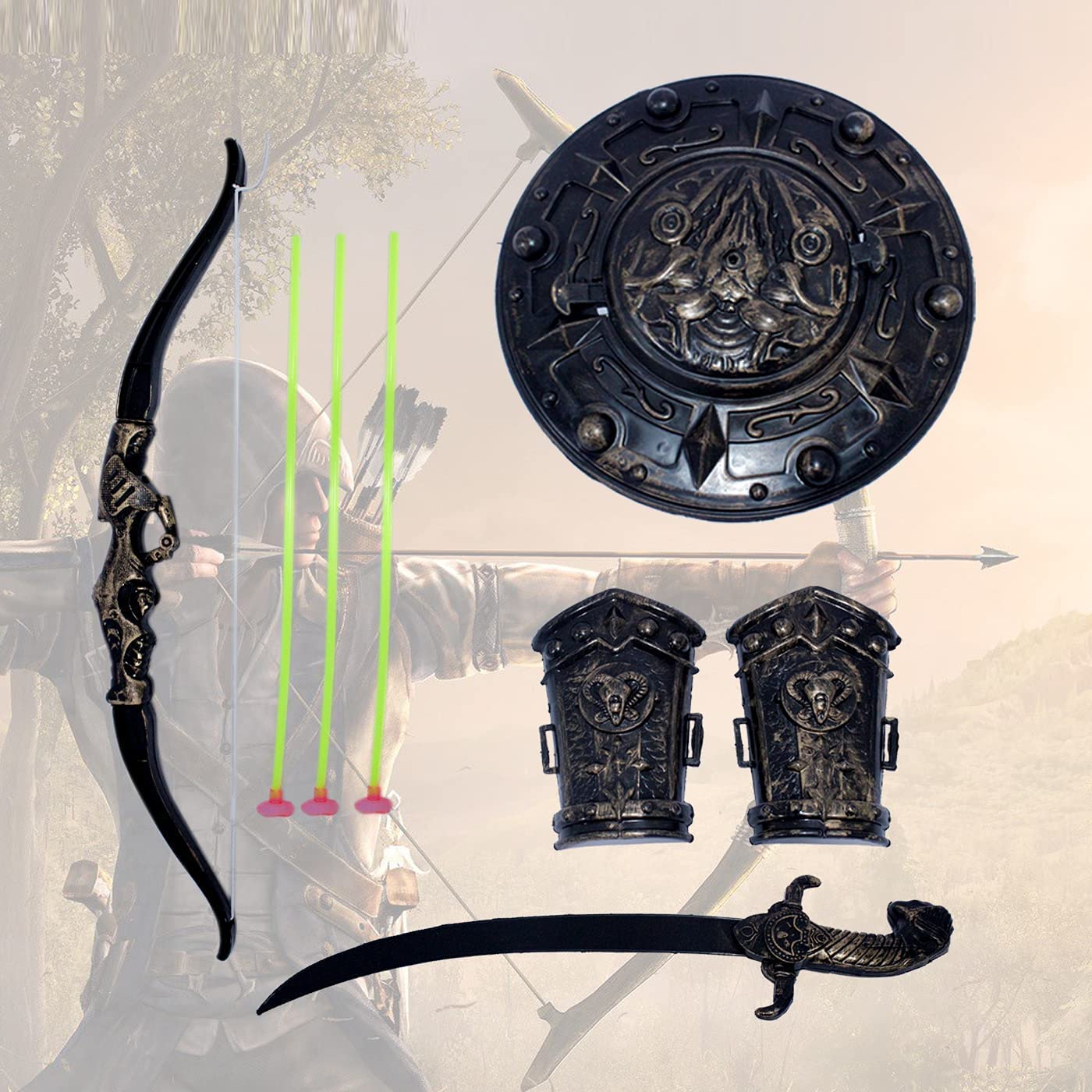 Prime Combo of Kids Archery Bow and Arrow Toy with Shield Arm Guards and Weapon Sword Toy Indoor/Outdoor Target Shooting Game Pack of 1 (B0B51MWCWQ) Amazon Price History, Amazon Price Tracker