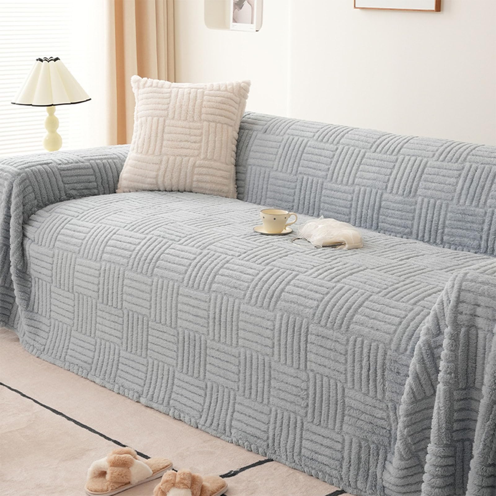 Housse de canapé en velours peluche haut de gamme de taille 180x420cm