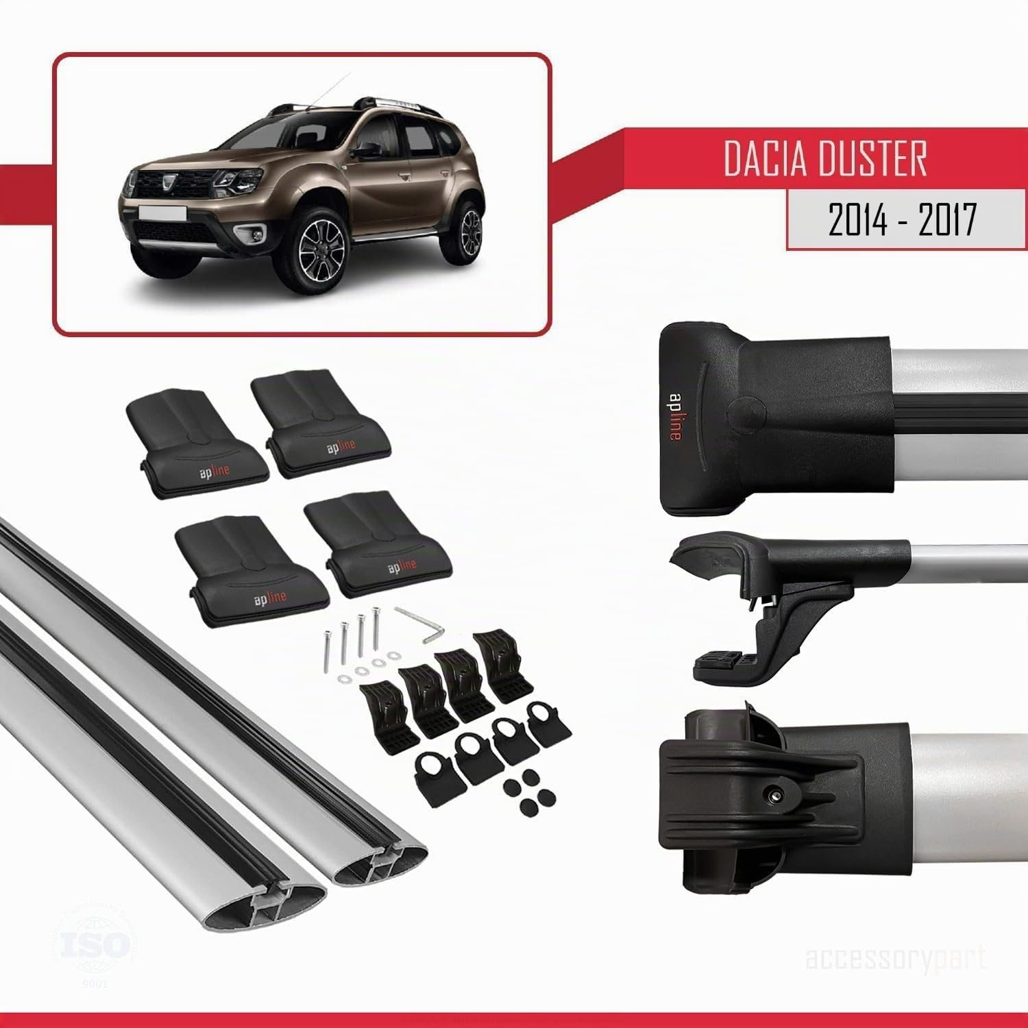 Pour Dacia Duster 2014-2018 Barres de Toit Railing Porte-Bagages de voiture FLY Modèle GRIS