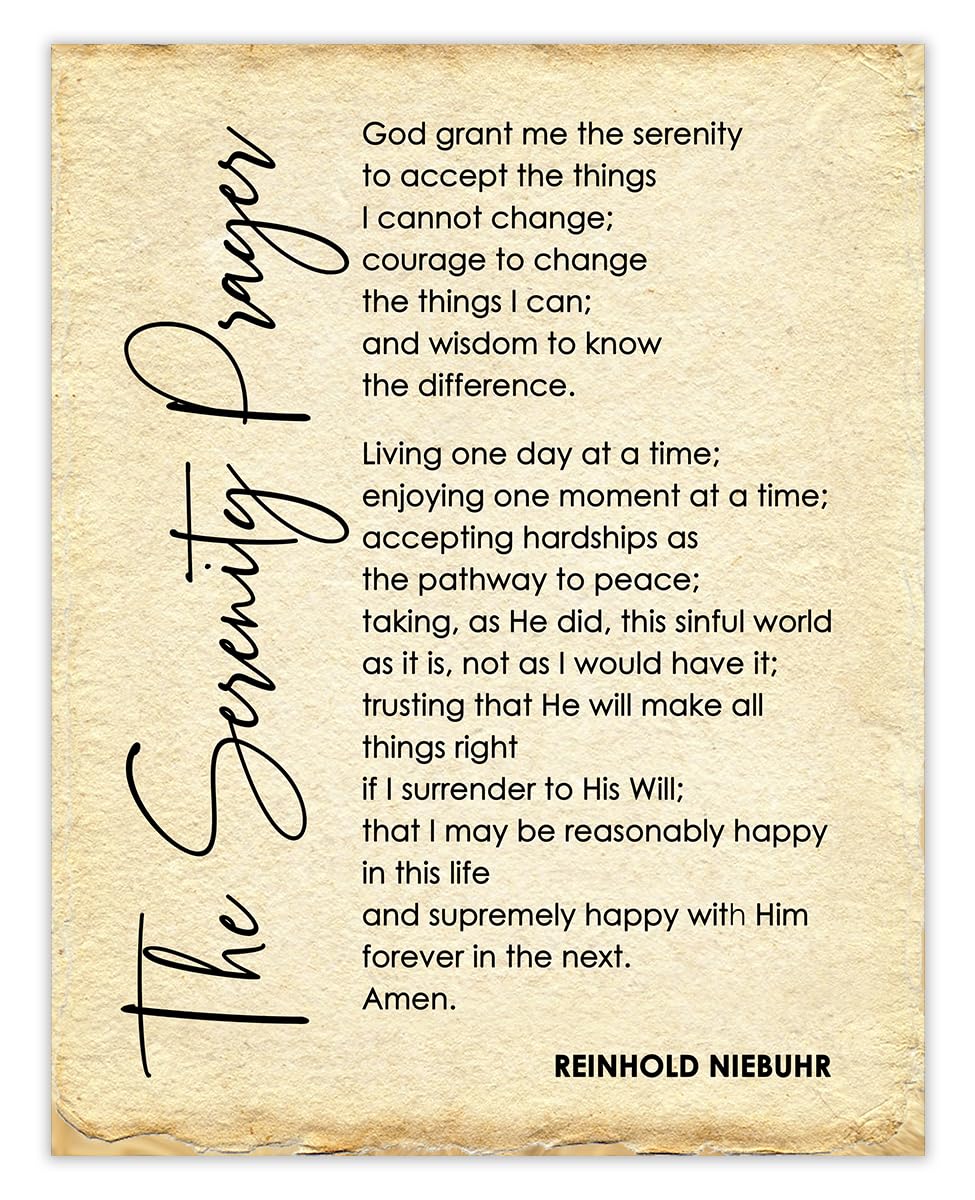 Buzz Unplugged The Serenity Prayer Reinhold Niebuhr - Inspirational Bible Verses, Christian Scripture Positive Quotes, Religious Bible Verse Wall Art Decor For Home & Office - Unframed Posters 11x14