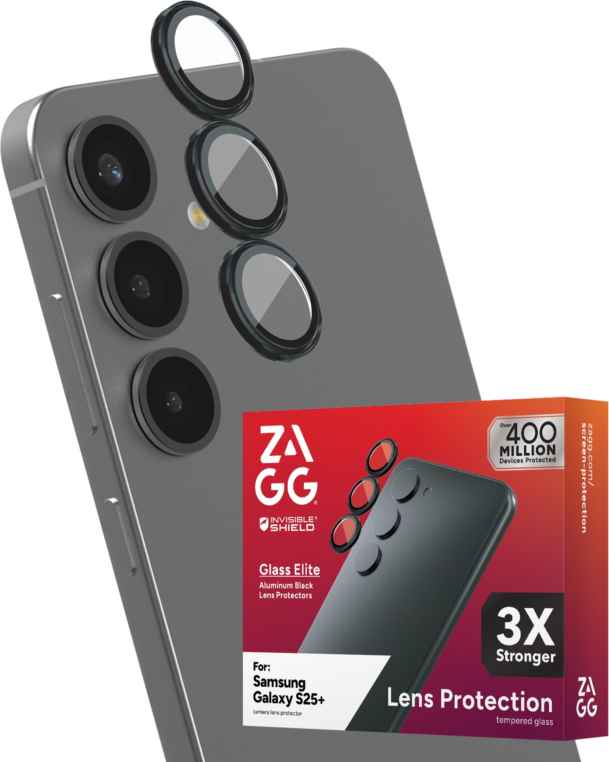 ZAGG Glass Elite Anti-Glare Samsung Galaxy S25+ Camera Lens Protector – Anti-Reflective Technology, Maximum Impact & Scratch Resistance, Smudge-Free Surface, Recycled Materials