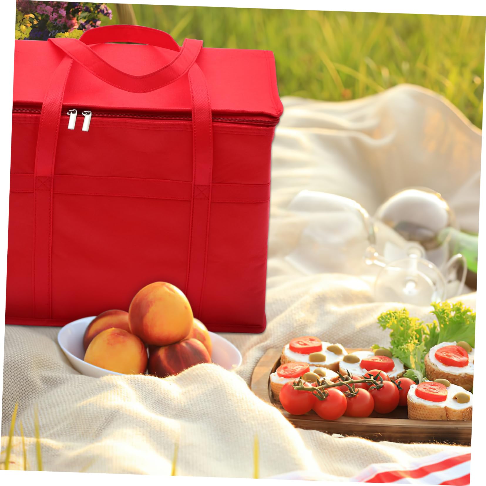Mipcase 4pezzi Borsa Termica Porta Pranzo Cerniera Borsa per Alimenti Isolante per Spesa Riutilizzabile Grande Capacità per Picnic o Ufficio