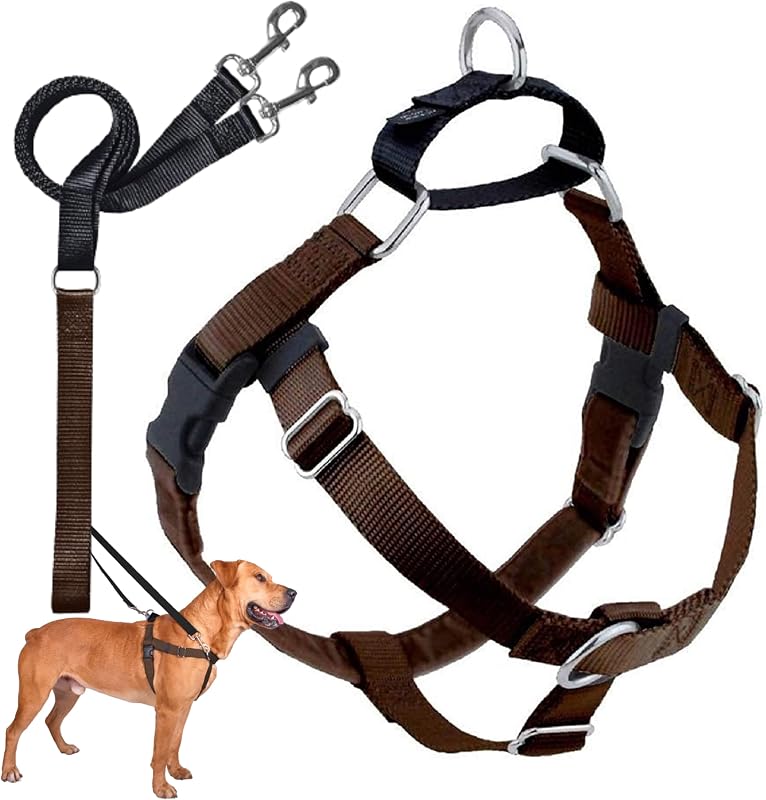 Peitoral Antipuxão para Cães com Guia Freedom 2 Hounds Design, 5/8", Marrom