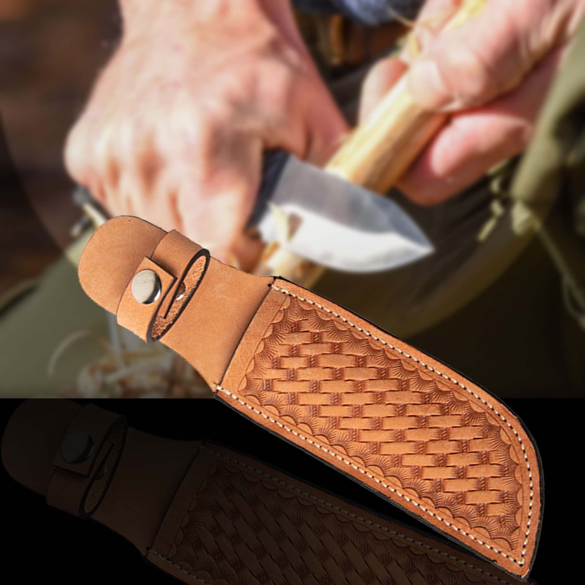 Wonder Care Cassa del Cuoio Genuino Fatti A Mano Vera Pelle Coltello Guaine Con Cintura Loop Tasca Coltello Holder Per Cintura 4.7 "Lama Adatto Coltello Fondina