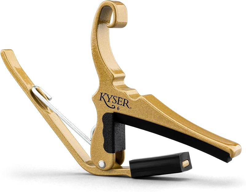 Kyser Quick-Change Guitar Capo para guitarras acústicas de 6 cuerdas, Dorado, KG6GA