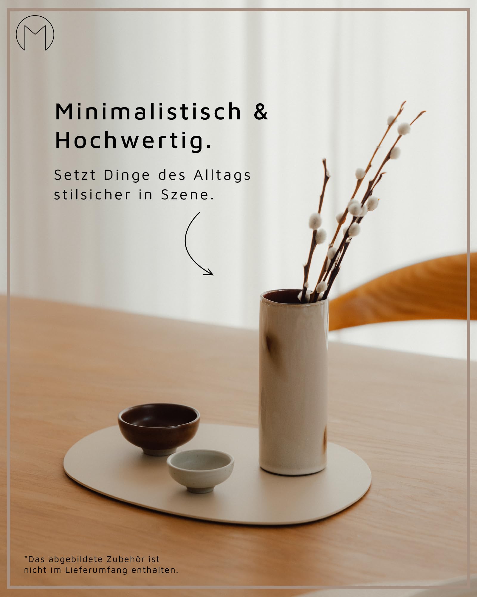 Metallbude Dekotablett Siva - Weiß - Minimalistisches dekoratives Tablett aus pulverbeschichtetem Metall - 30x23 cm