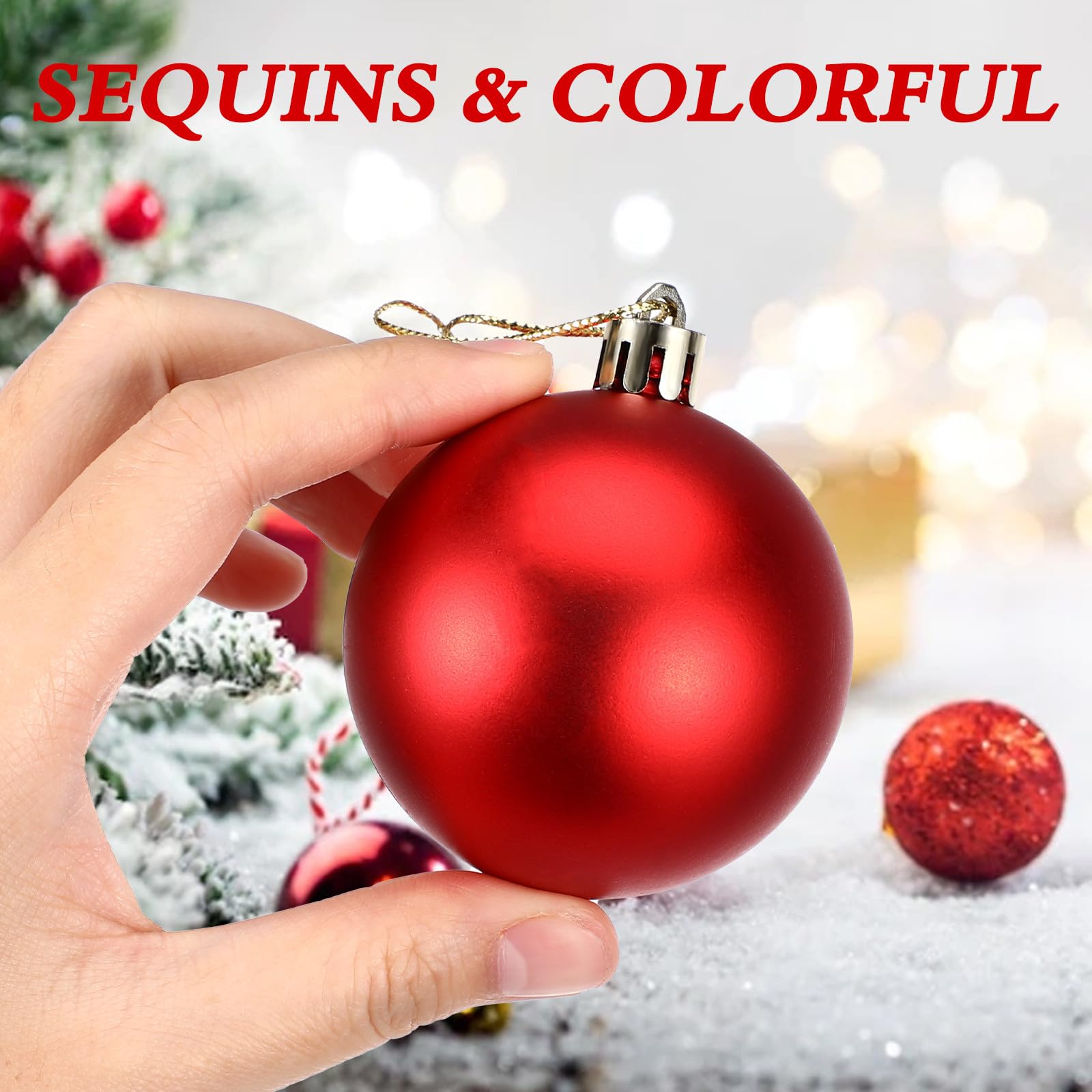 Housoutil 24 Pcs Weihnachtskugeln mit Glänzendem Plattierungsdesign Rote aus Kunststoff als Christbaum Anhänger für Weihnachtsbaum und Festliche Dekoration im Zuhause und Büro