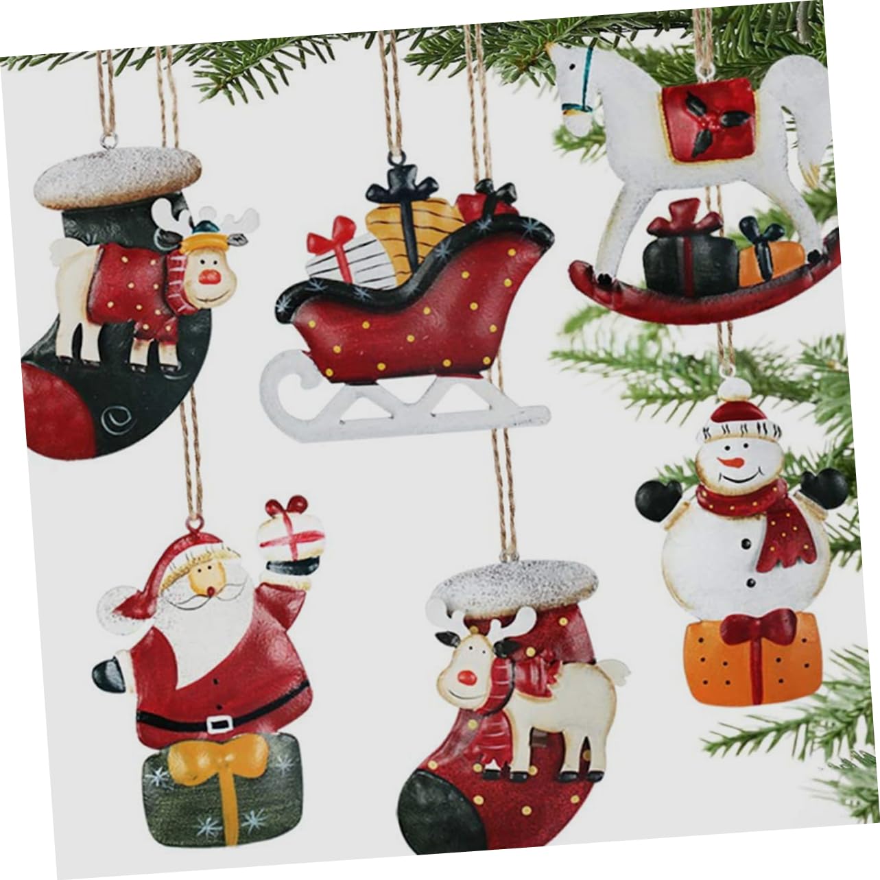 Cabilock 2 Sätze Weihnachtsschmuck Anhänger Puzzle Glocken Lebkuchen Outlet Mann des Deckels Medaillon Weihnachtsbaum Hängende Verzierung Buntes Holz 12 Stück * 2