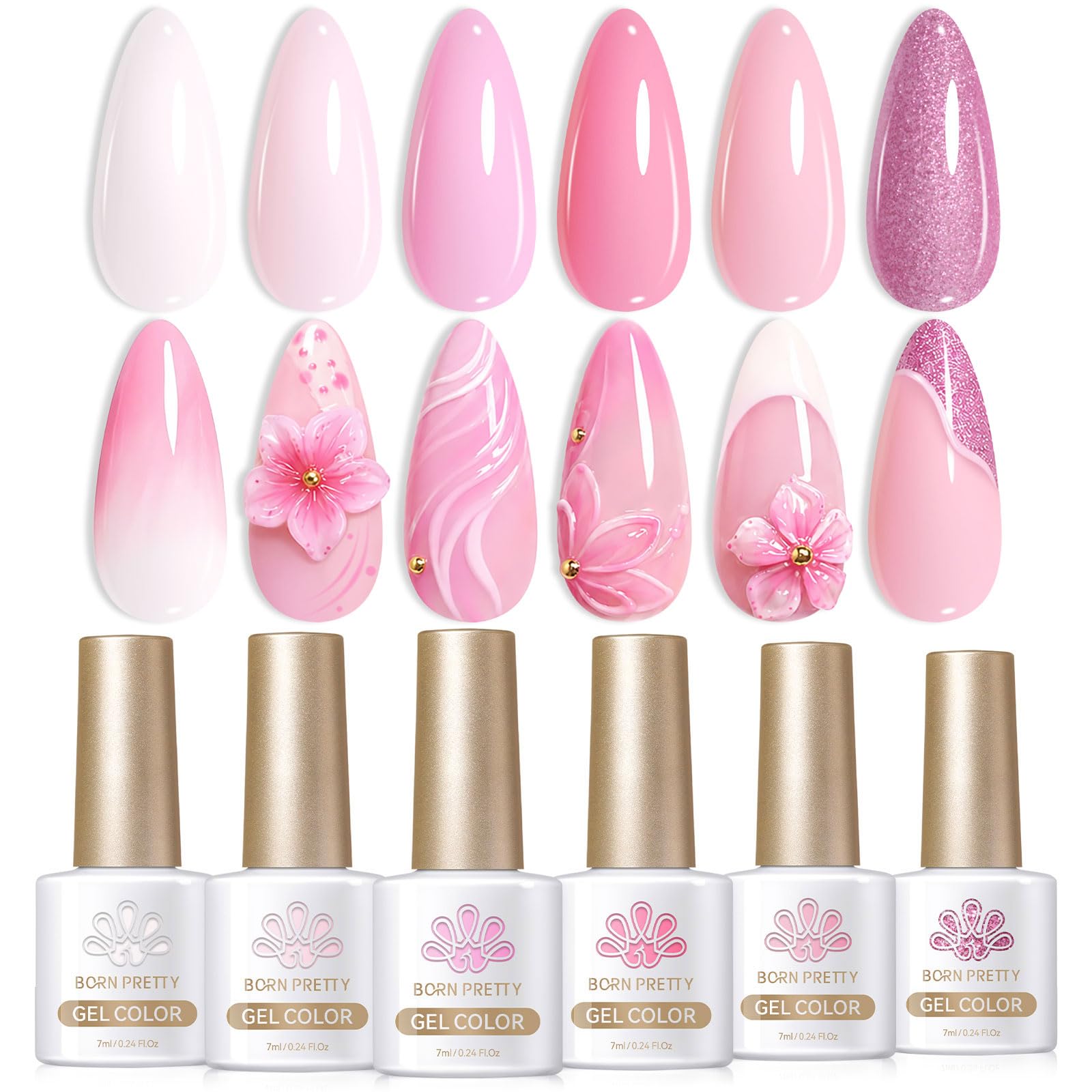 Pinky Girls Lovely Pink 6本セット Amazon.com: Born Pretty Pink Gel Nail Polish Set 6 Colors