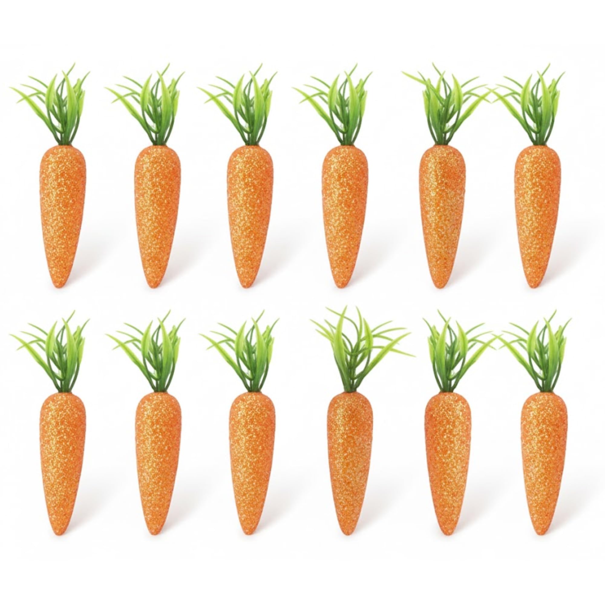 Concept4u 10X Glitter Carrot Decoration Easter Bonnet Decoration - 10 Pcs Mini Glitter Carrot For Easter Hat Decoration Accessories And Egg Hunt Parties & Festivals - Mini Artificial Craft Décor