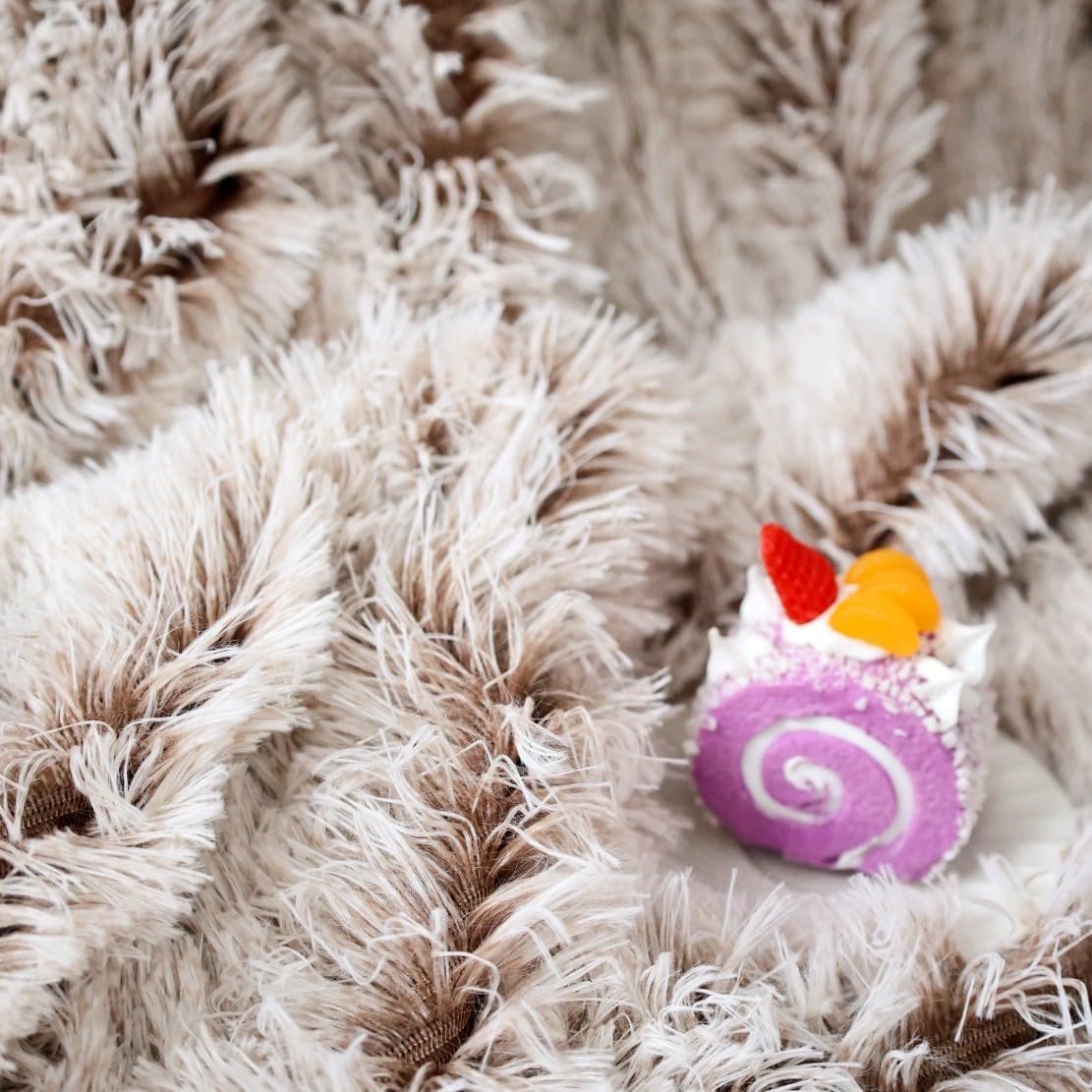 Plush Super Soft Blanket Bedding Sofa Cover Furry Fuzzy Fur Warm Throw Qulit Cozy Couch Blanket for Winter (51"x63",Brown and White) - Image 7