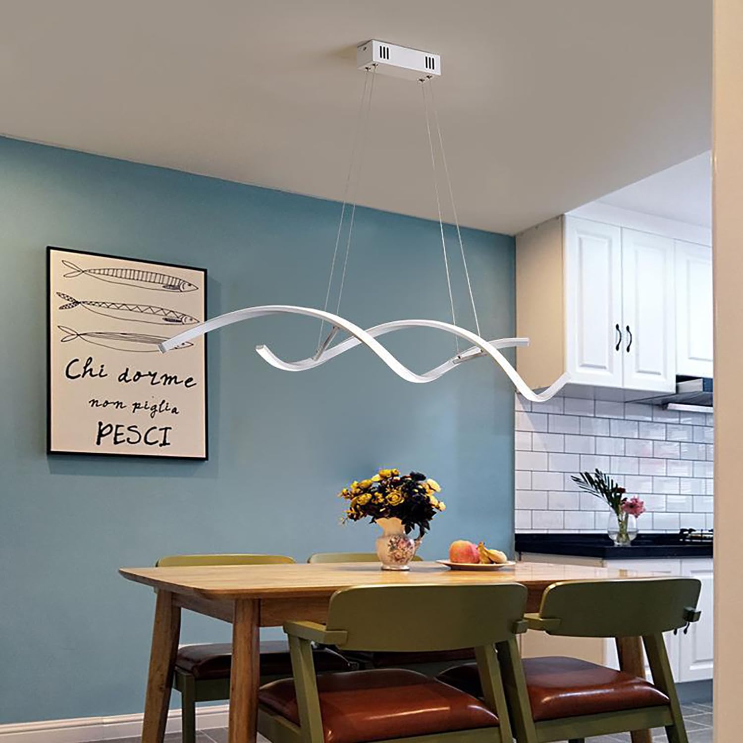 Modern LED Ceiling Pendant Light,Dimmable Hanging Light with Remote Control,Height Adjustable Chandelier,Creative Metal and Acrylic Hanging Light Fixture,for Restaurant Kitchen Bar (white, L100)