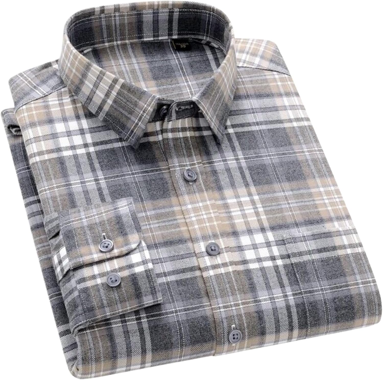 Cotton Shirts for Men Slim Fit Casual Plain Shirt Long-Sleeve Tops