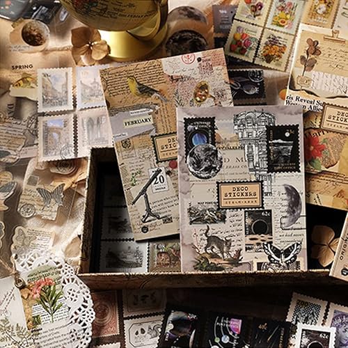 Miniatura 5 de Calcomanías de diario de basura para álbumes de recortes, 120 unidades, diseño retro de mariposa, naturaleza, poema, calcomanías decorativas para