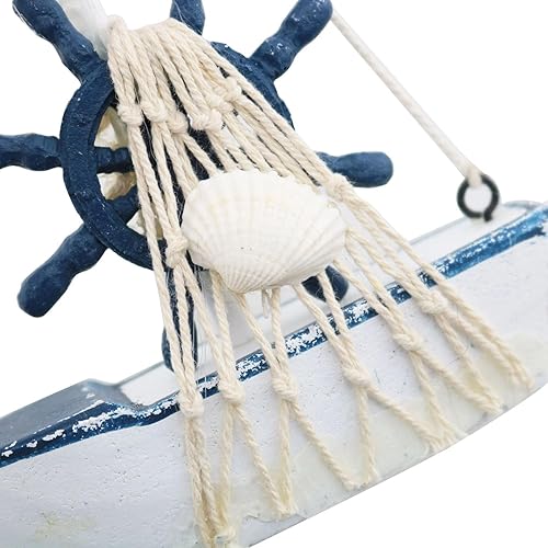 Miniatura 5 de 2 unids estilo mediterráneo velero 4.4x6.8 pulgadas mini velero modelo madera miniatura velero barco de vela decoración del hogar